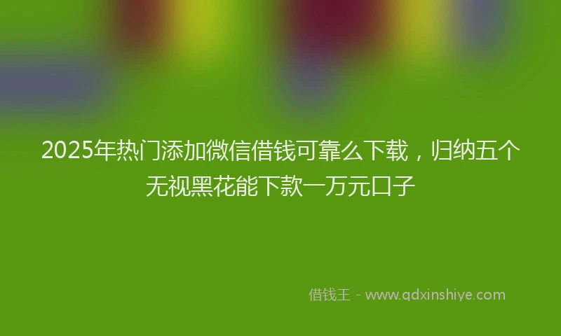 2025年热门添加微信借钱可靠么下载，归纳五个无视黑花能下款一万元口子