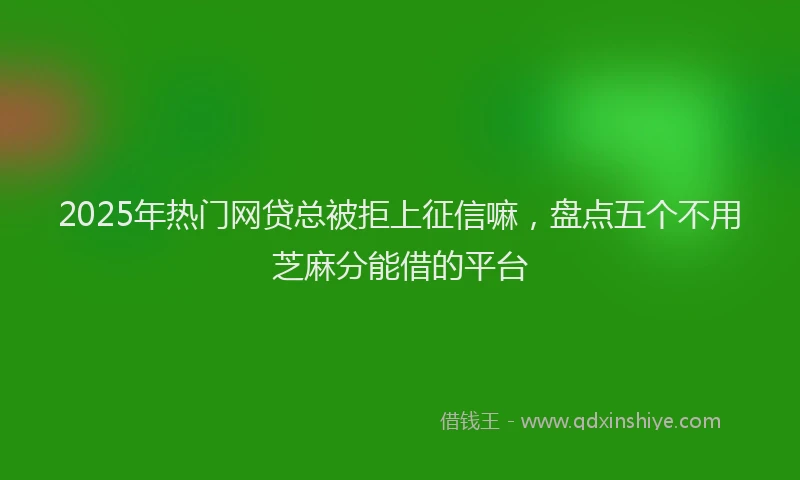 2025年热门网贷总被拒上征信嘛，盘点五个不用芝麻分能借的平台