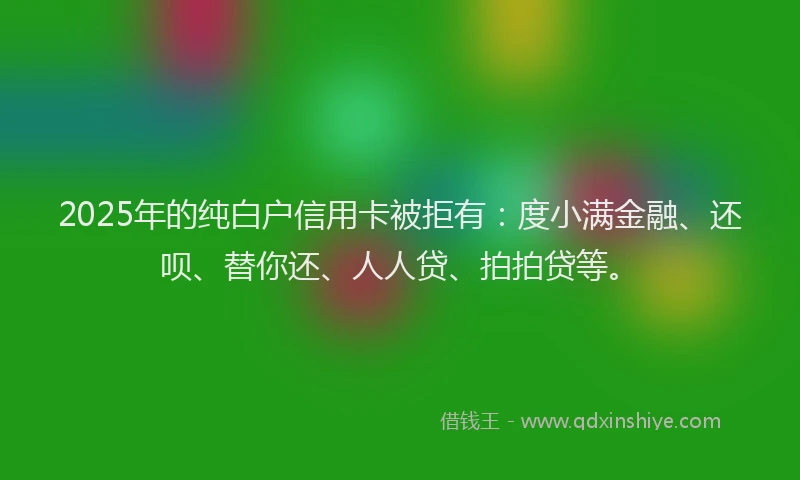 2025年的纯白户信用卡被拒有：度小满金融、还呗、替你还、人人贷、拍拍贷等。