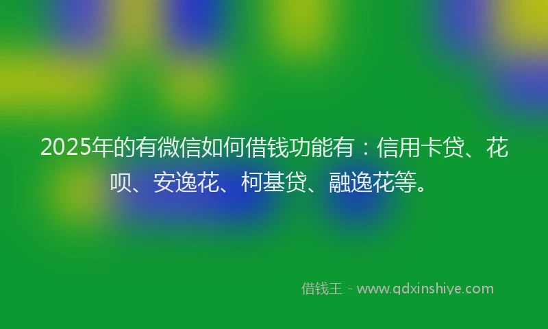 2025年的有微信如何借钱功能有：信用卡贷、花呗、安逸花、柯基贷、融逸花等。
