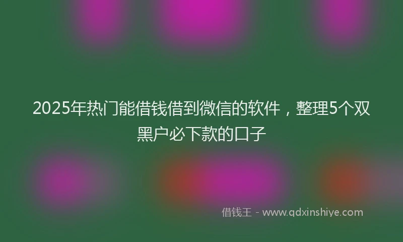 2025年热门能借钱借到微信的软件，整理5个双黑户必下款的口子