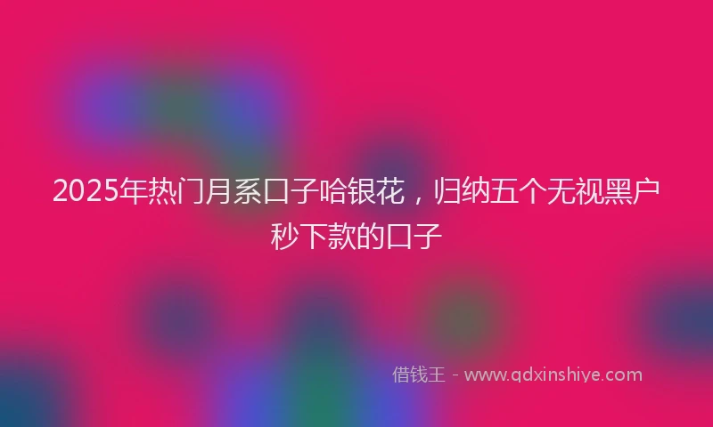 2025年热门月系口子哈银花，归纳五个无视黑户秒下款的口子