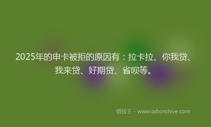 2025年的申卡被拒的原因有：拉卡拉、你我贷、我来贷、好期贷、省呗等。