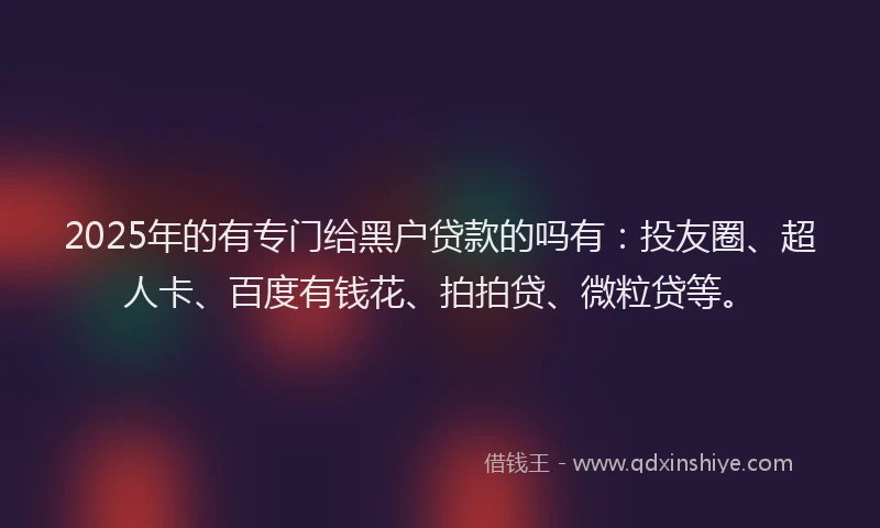 2025年的有专门给黑户贷款的吗有：投友圈、超人卡、百度有钱花、拍拍贷、微粒贷等。