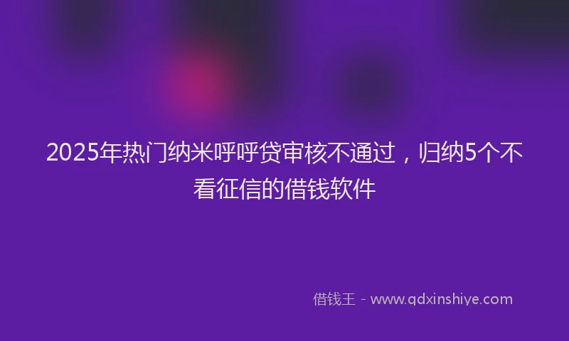 2025年热门纳米呼呼贷审核不通过，归纳5个不看征信的借钱软件