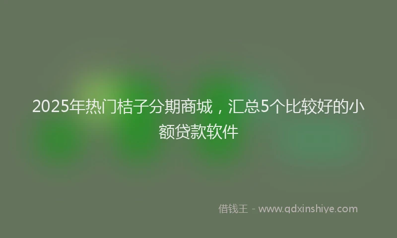 2025年热门桔子分期商城，汇总5个比较好的小额贷款软件