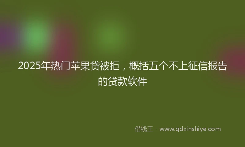 2025年热门苹果贷被拒，概括五个不上征信报告的贷款软件
