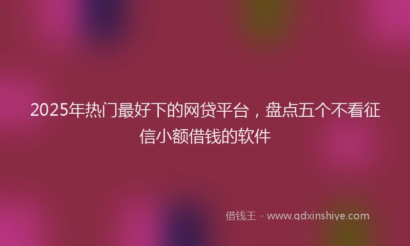 2025年热门最好下的网贷平台，盘点五个不看征信小额借钱的软件
