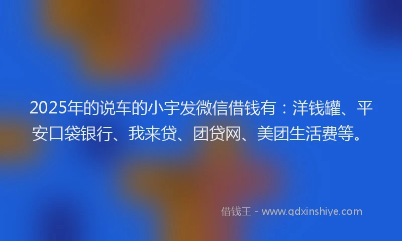 2025年的说车的小宇发微信借钱有：洋钱罐、平安口袋银行、我来贷、团贷网、美团生活费等。