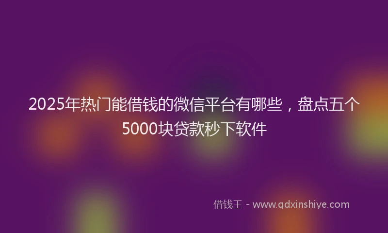 2025年热门能借钱的微信平台有哪些，盘点五个5000块贷款秒下软件