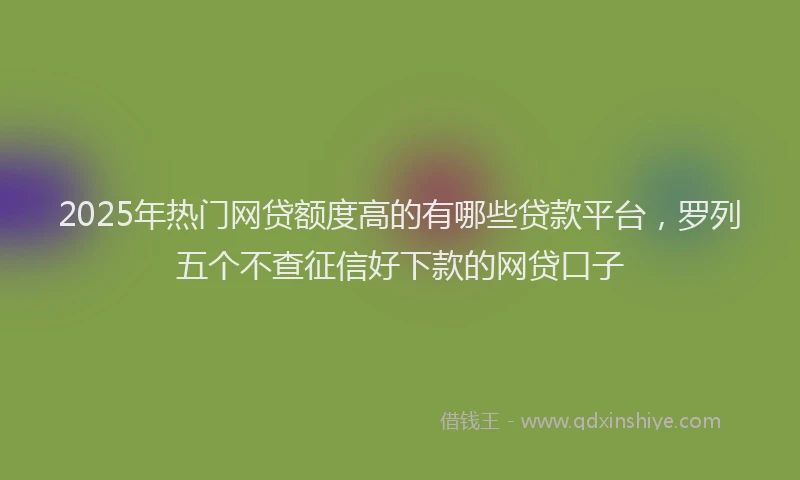 2025年热门网贷额度高的有哪些贷款平台，罗列五个不查征信好下款的网贷口子