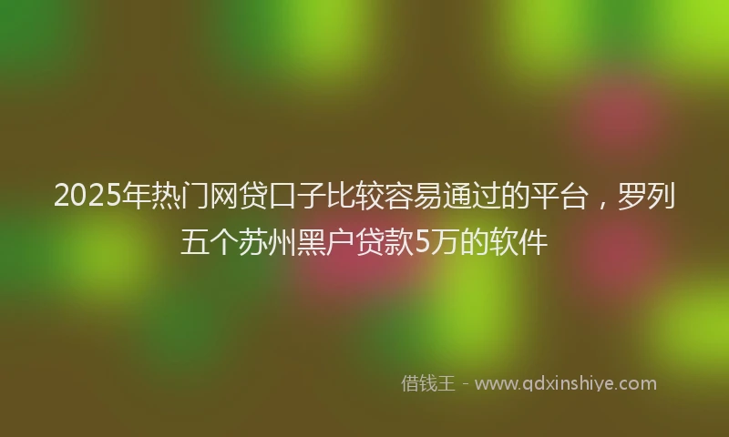 2025年热门网贷口子比较容易通过的平台，罗列五个苏州黑户贷款5万的软件