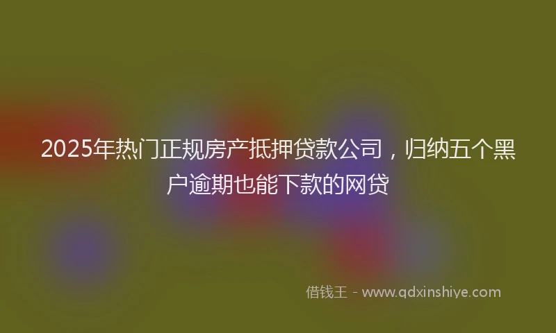 2025年热门正规房产抵押贷款公司，归纳五个黑户逾期也能下款的网贷