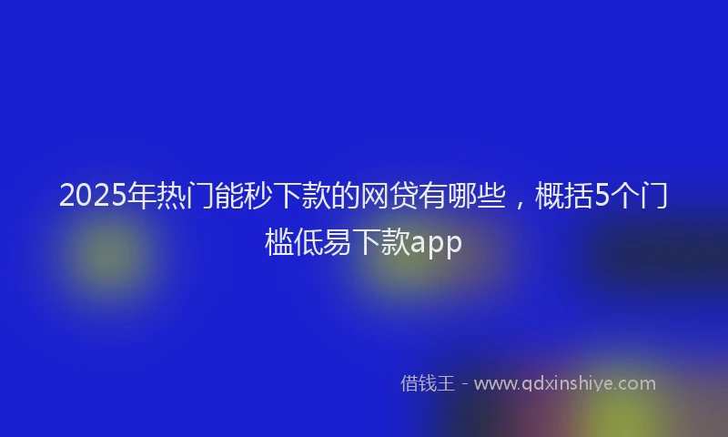 2025年热门能秒下款的网贷有哪些，概括5个门槛低易下款app