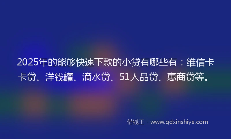 2025年的能够快速下款的小贷有哪些有：维信卡卡贷、洋钱罐、滴水贷、51人品贷、惠商贷等。