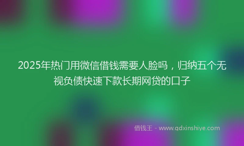 2025年热门用微信借钱需要人脸吗，归纳五个无视负债快速下款长期网贷的口子