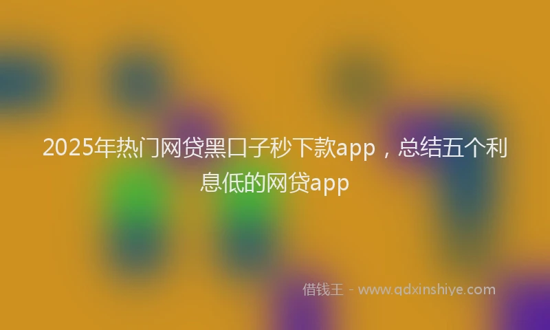 2025年热门网贷黑口子秒下款app，总结五个利息低的网贷app