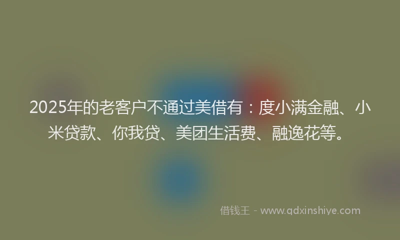 2025年的老客户不通过美借有：度小满金融、小米贷款、你我贷、美团生活费、融逸花等。