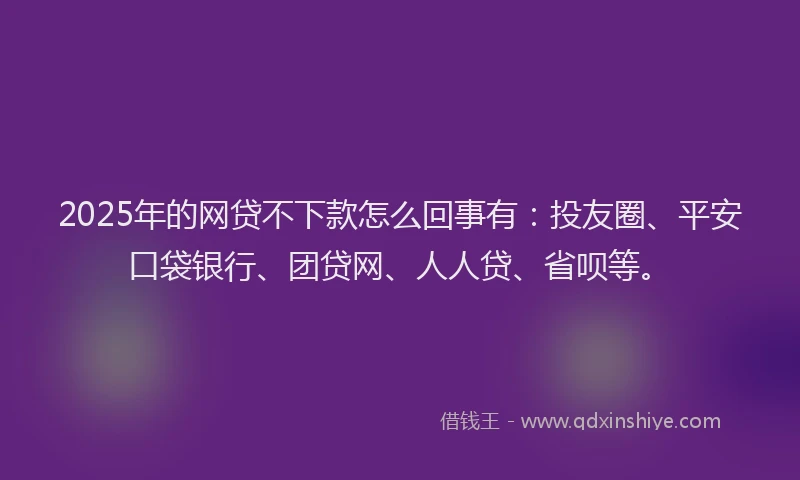 2025年的网贷不下款怎么回事有：投友圈、平安口袋银行、团贷网、人人贷、省呗等。
