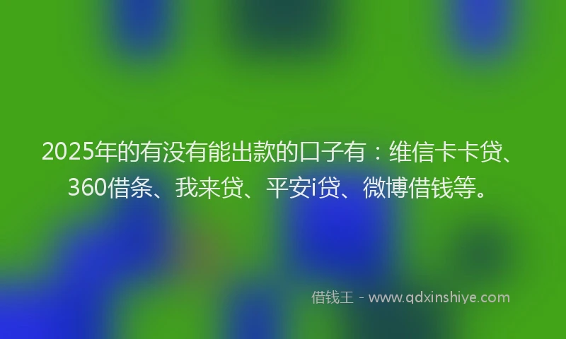 2025年的有没有能出款的口子有：维信卡卡贷、360借条、我来贷、平安i贷、微博借钱等。
