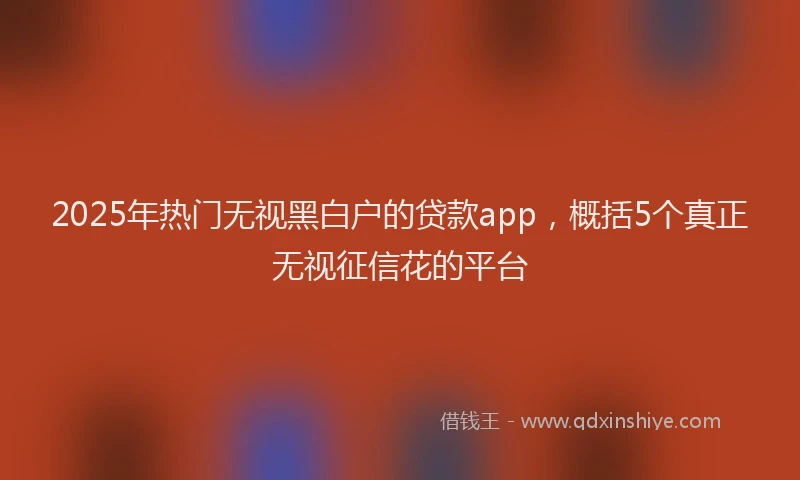 2025年热门无视黑白户的贷款app，概括5个真正无视征信花的平台