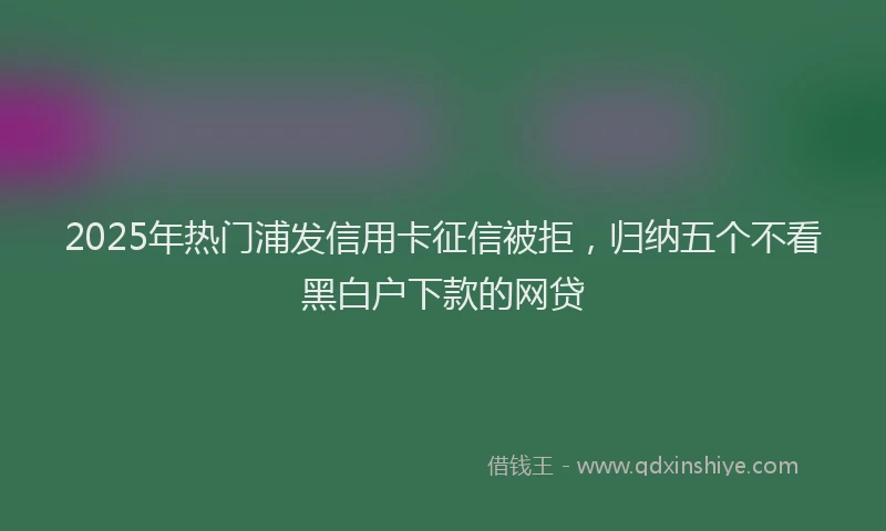 2025年热门浦发信用卡征信被拒，归纳五个不看黑白户下款的网贷