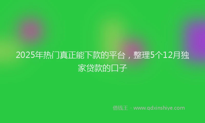 2025年热门真正能下款的平台，整理5个12月独家贷款的口子