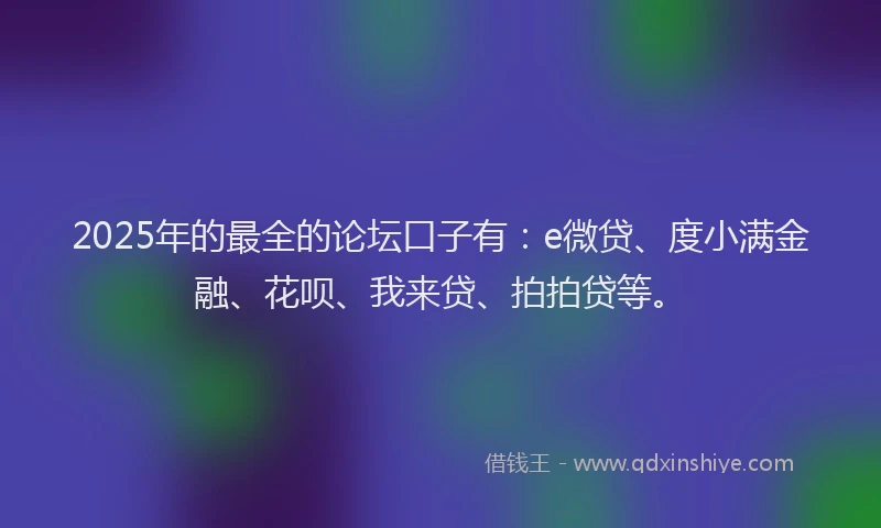 2025年的最全的论坛口子有：e微贷、度小满金融、花呗、我来贷、拍拍贷等。