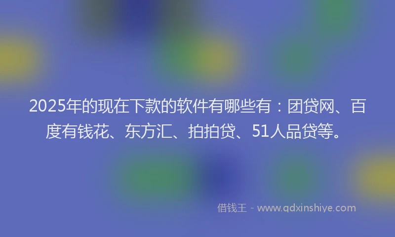 2025年的现在下款的软件有哪些有：团贷网、百度有钱花、东方汇、拍拍贷、51人品贷等。