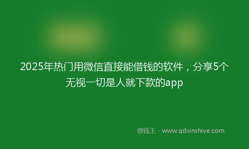 2025年热门用微信直接能借钱的软件，分享5个无视一切是人就下款的app