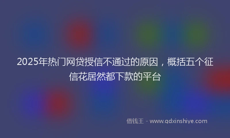 2025年热门网贷授信不通过的原因，概括五个征信花居然都下款的平台
