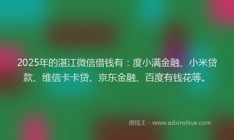 2025年的湛江微信借钱有：度小满金融、小米贷款、维信卡卡贷、京东金融、百度有钱花等。