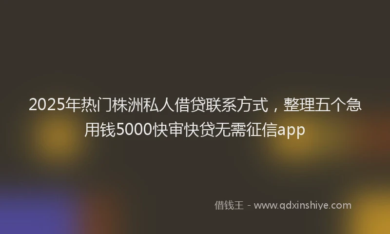 2025年热门株洲私人借贷联系方式，整理五个急用钱5000快审快贷无需征信app