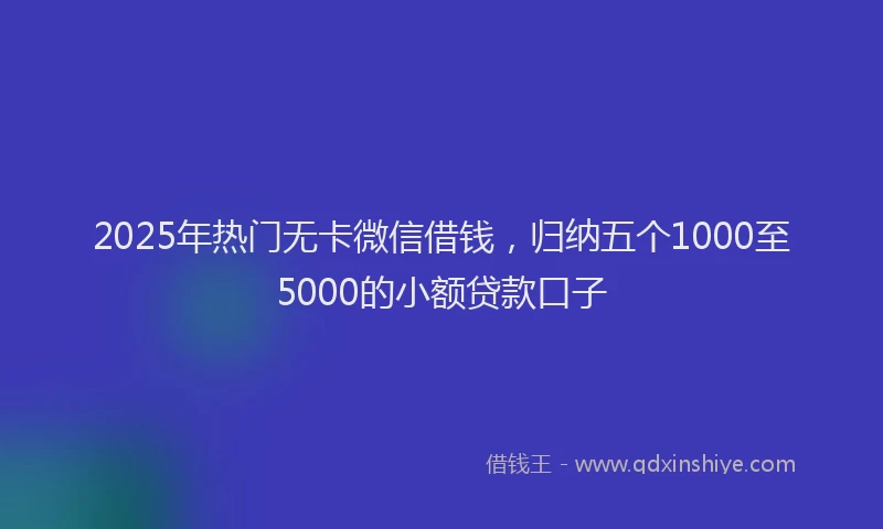 2025年热门无卡微信借钱，归纳五个1000至5000的小额贷款口子