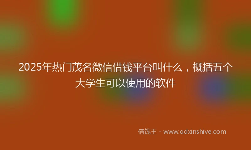 2025年热门茂名微信借钱平台叫什么，概括五个大学生可以使用的软件