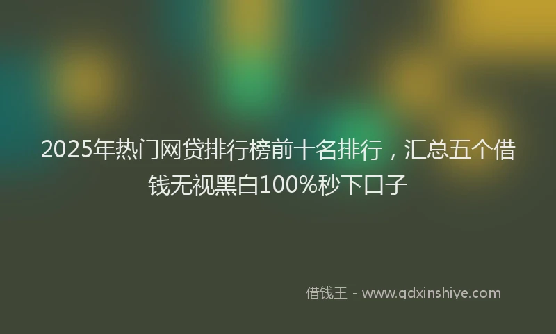 2025年热门网贷排行榜前十名排行，汇总五个借钱无视黑白100%秒下口子
