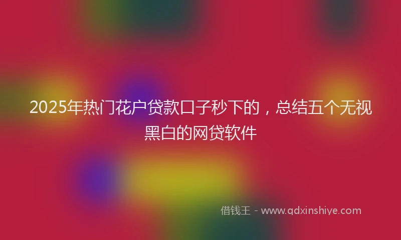 2025年热门花户贷款口子秒下的，总结五个无视黑白的网贷软件