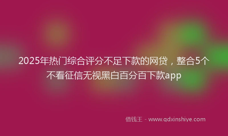 2025年热门综合评分不足下款的网贷，整合5个不看征信无视黑白百分百下款app