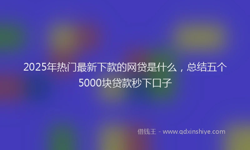2025年热门最新下款的网贷是什么，总结五个5000块贷款秒下口子