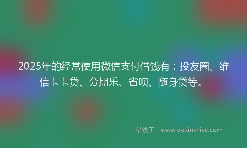 2025年的经常使用微信支付借钱有：投友圈、维信卡卡贷、分期乐、省呗、随身贷等。