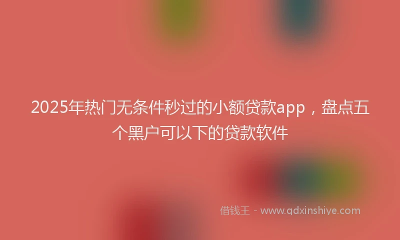 2025年热门无条件秒过的小额贷款app，盘点五个黑户可以下的贷款软件