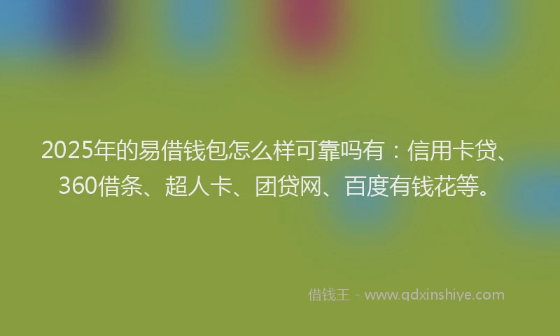 2025年的易借钱包怎么样可靠吗有：信用卡贷、360借条、超人卡、团贷网、百度有钱花等。