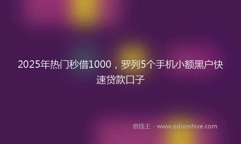 2025年热门秒借1000，罗列5个手机小额黑户快速贷款口子