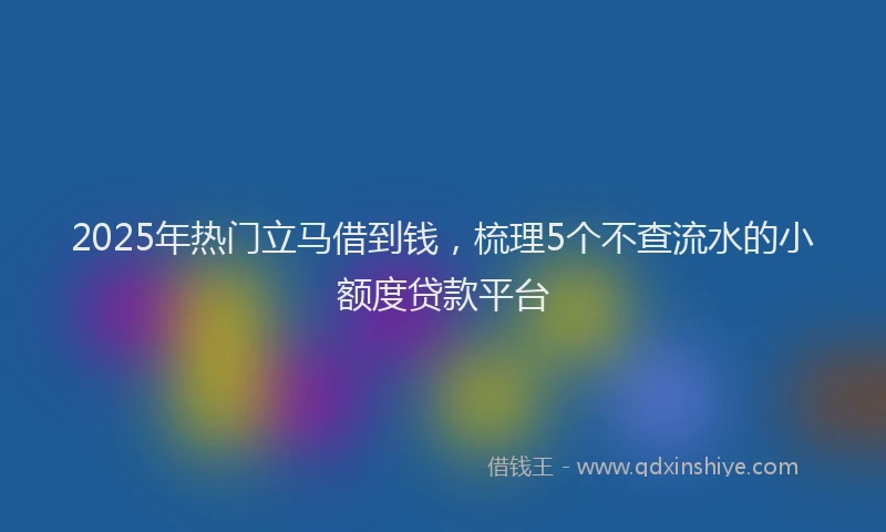 2025年热门立马借到钱，梳理5个不查流水的小额度贷款平台