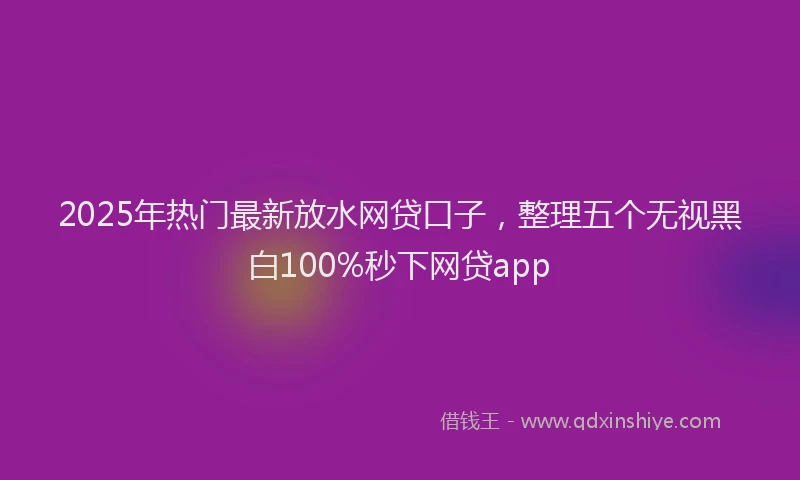 2025年热门最新放水网贷口子，整理五个无视黑白100%秒下网贷app