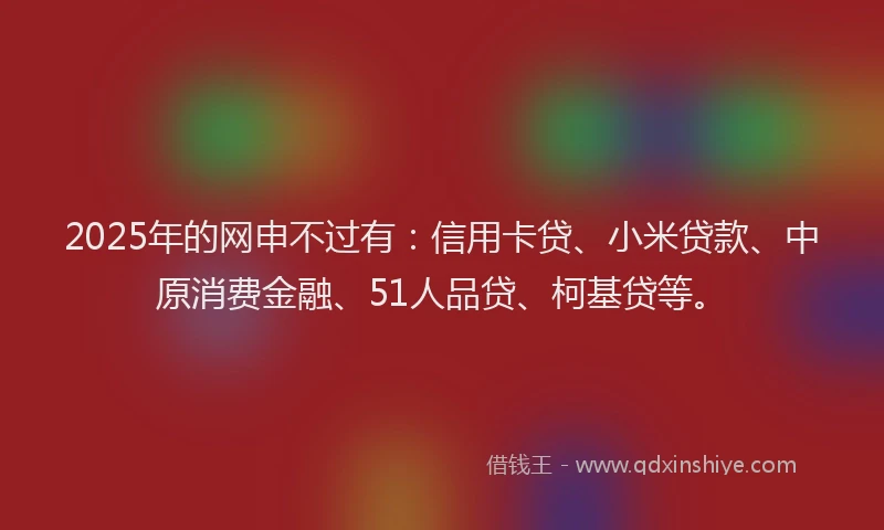 2025年的网申不过有：信用卡贷、小米贷款、中原消费金融、51人品贷、柯基贷等。