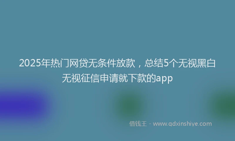 2025年热门网贷无条件放款，总结5个无视黑白无视征信申请就下款的app