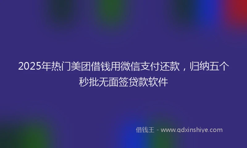 2025年热门美团借钱用微信支付还款，归纳五个秒批无面签贷款软件