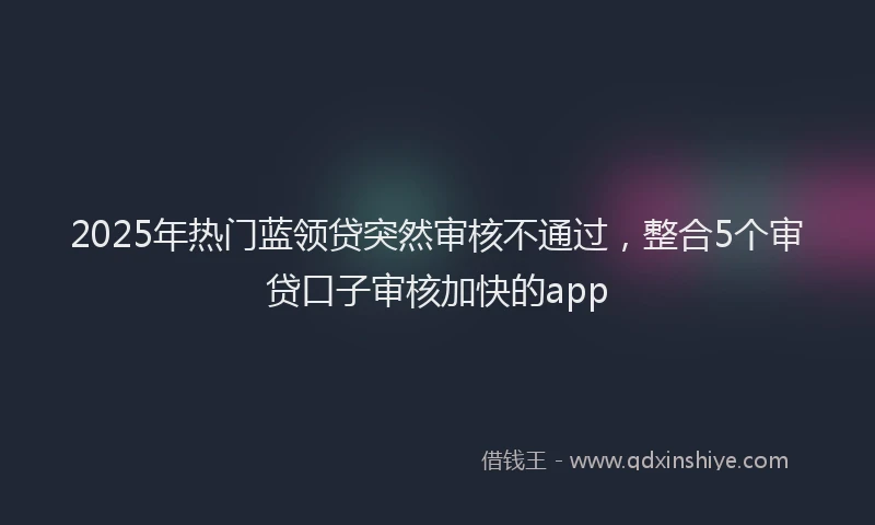 2025年热门蓝领贷突然审核不通过，整合5个审贷口子审核加快的app