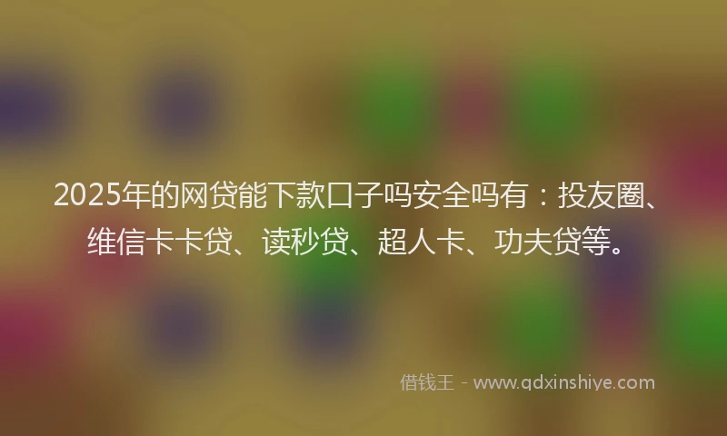 2025年的网贷能下款口子吗安全吗有：投友圈、维信卡卡贷、读秒贷、超人卡、功夫贷等。